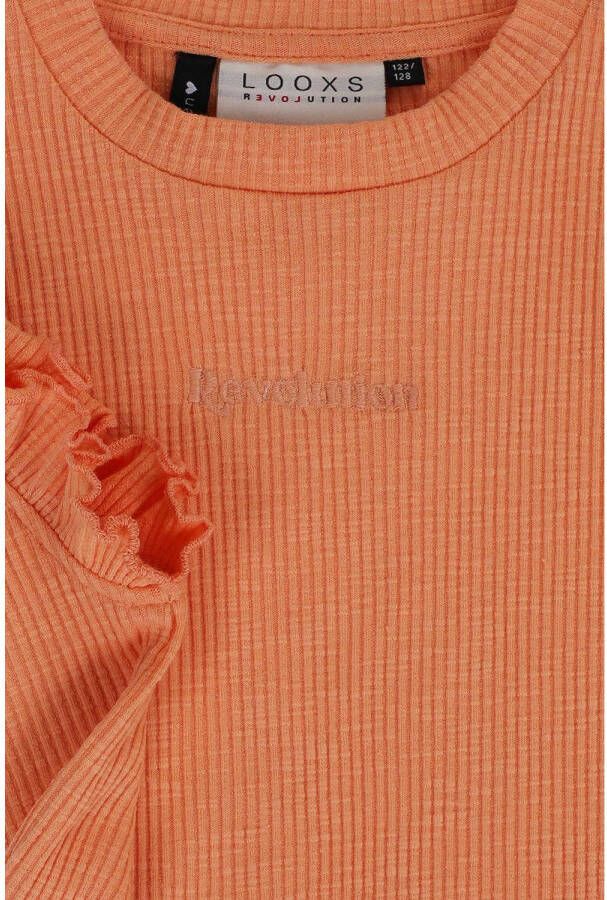 LOOXS 10sixteen ribgebreid T-shirt met tekst oranje