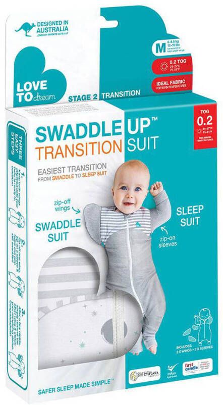 Love to Dream SwaddleUp overgangsslaapzak Fase 2 TOG 0 2 wit grijs