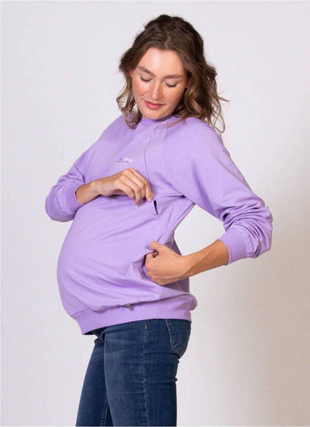 LOVE2WAIT zwangerschaps- en voedingssweater lila