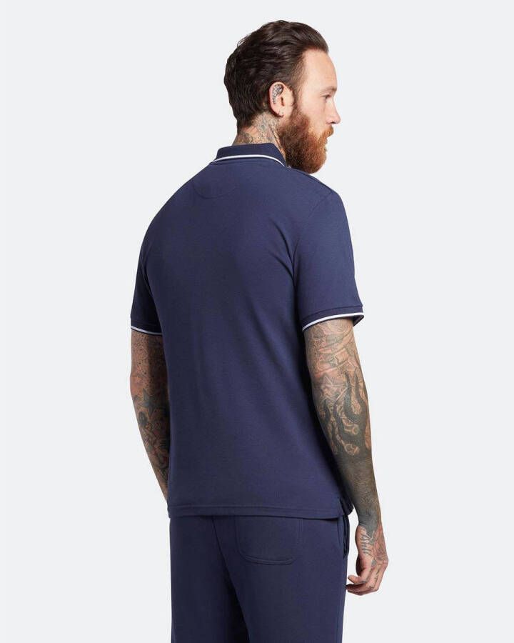 Lyle & Scott Loose fit polo met contrastbies navy white