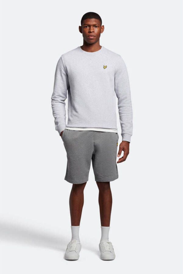Lyle & Scott regular fit short met borduursels mid grey marl