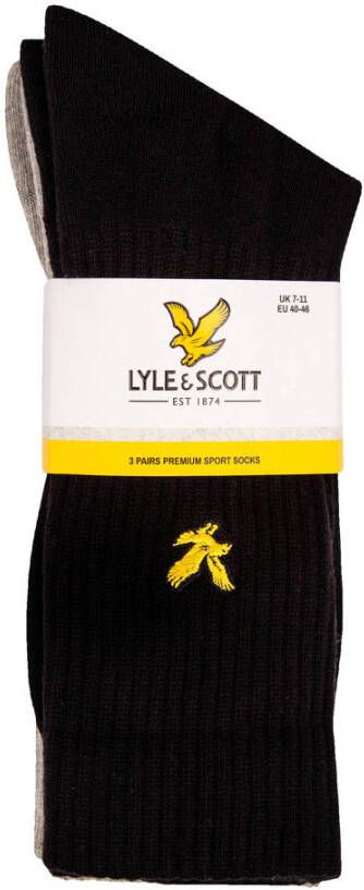 Lyle & Scott sokken Hamilton set van 3 zwart grijs wit