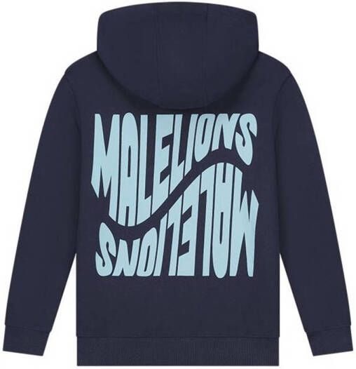 Malelions hoodie Wave met backprint donkerblauw