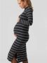 Mamalicious gestreepte zwangerschapsjurk MLMIA zwart groen Dames Stretchkatoen Opstaande kraag XL - Thumbnail 2