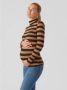 Mamalicious gestreepte zwangerschapstop MLNELLIE van gerecycled polyester zwart oranje XL - Thumbnail 2