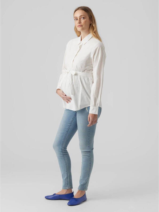 MAMALICIOUS zwangerschapsblouse MLLETICIA met ceintuur wit