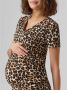 Mamalicious zwangerschapsjurk MLMEJU met panterprint bruin zwart wit Dames Polyester Ronde hals M - Thumbnail 3