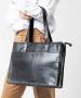 Manfield leren shopper zwart - Thumbnail 2