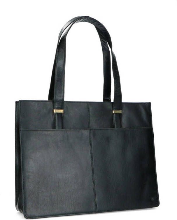 Manfield leren shopper zwart