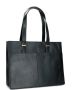 Manfield leren shopper zwart - Thumbnail 3