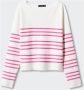 Mango gestreepte sweater wit roze - Thumbnail 2
