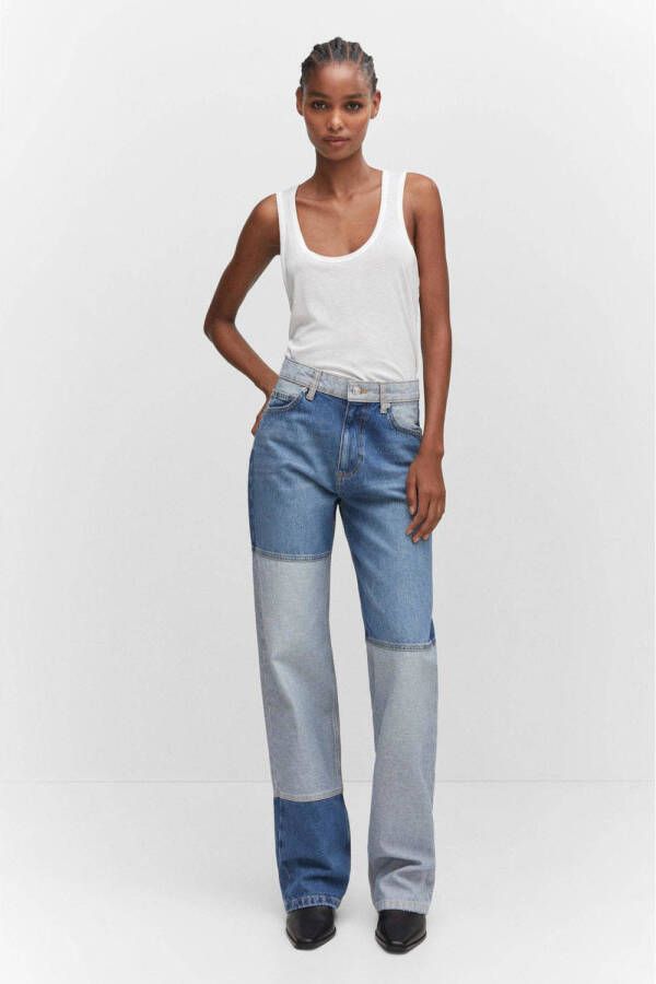 Mango high waist wide leg jeans medium blue denim
