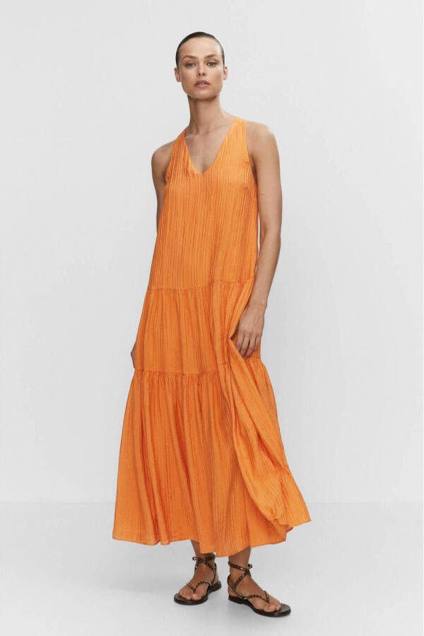 Mango maxi A-lijn jurk oranje
