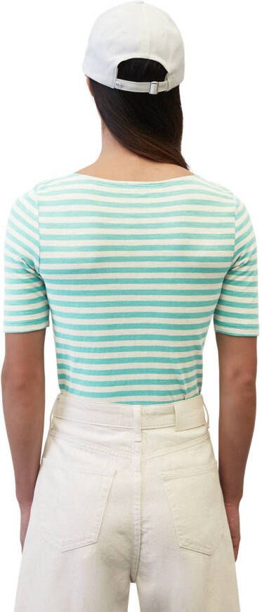 Marc O'Polo gestreept T-shirt turquoise wit