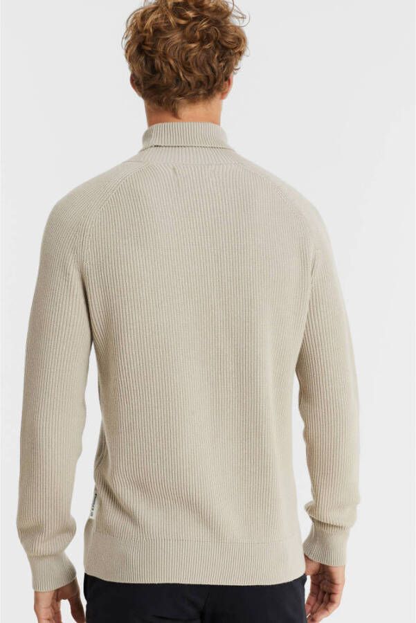 Marc O'Polo ribgebreide coltrui met wol gray silk