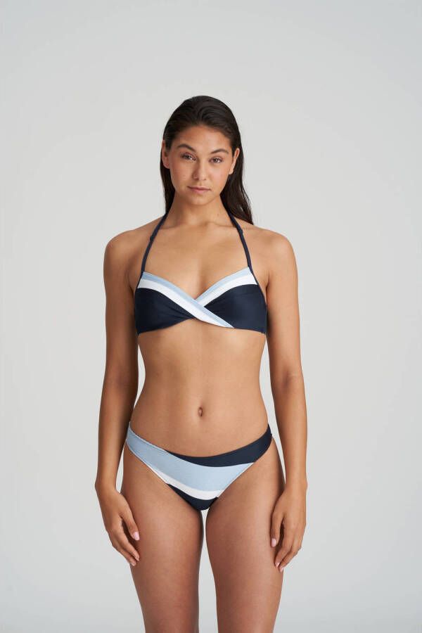 Marie Jo niet-voorgevormde beugel bikinitop Sitges donkerblauw lichtblauw wit