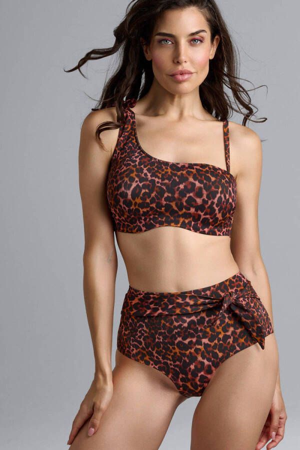 marlies dekkers high waist bikinibroekje Jungle Diva donkerbruin oranje