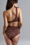 Marlies dekkers voorgevormde one shoulder crop bikinitop Jungle Diva donkerbruin oranje - Thumbnail 3