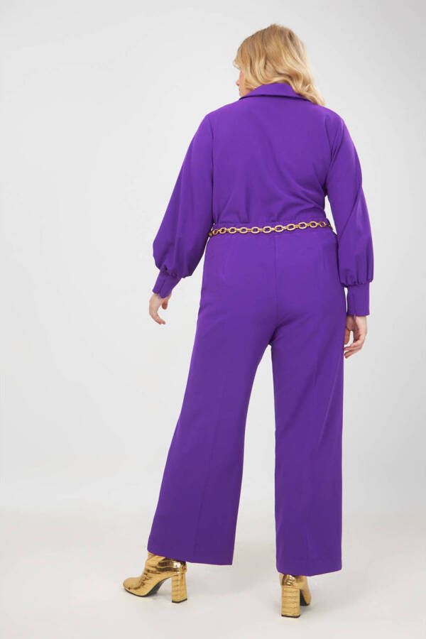 Mat Fashion high waist straight fit pantalon paars - Foto 2