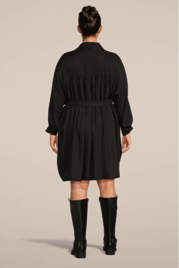 Mat Fashion jurk met ceintuur zwart - Foto 3