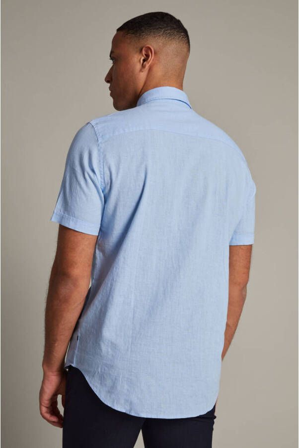 Matinique regular fit overhemd MAtrostol met linnen chambray blue
