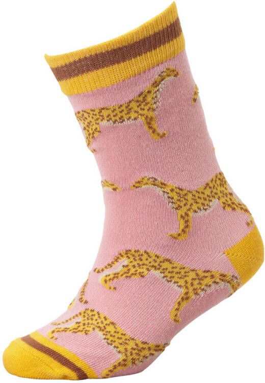 Me & My Monkey sokken met all-over print set van 5 lichtroze multi