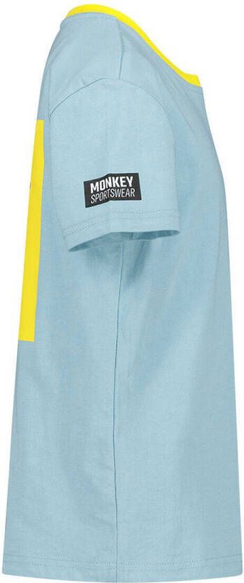 Me & My Monkey T-shirt met backprint lichtblauw geel