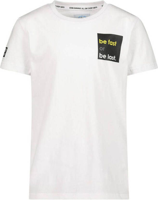Me & My Monkey T-shirt met backprint wit zwart geel