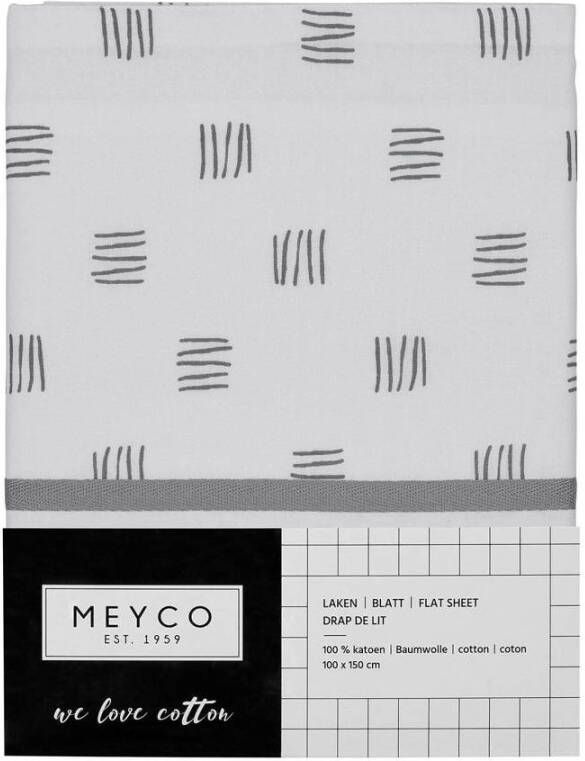Meyco baby ledikantlaken 100x150 cm block stripe grijs