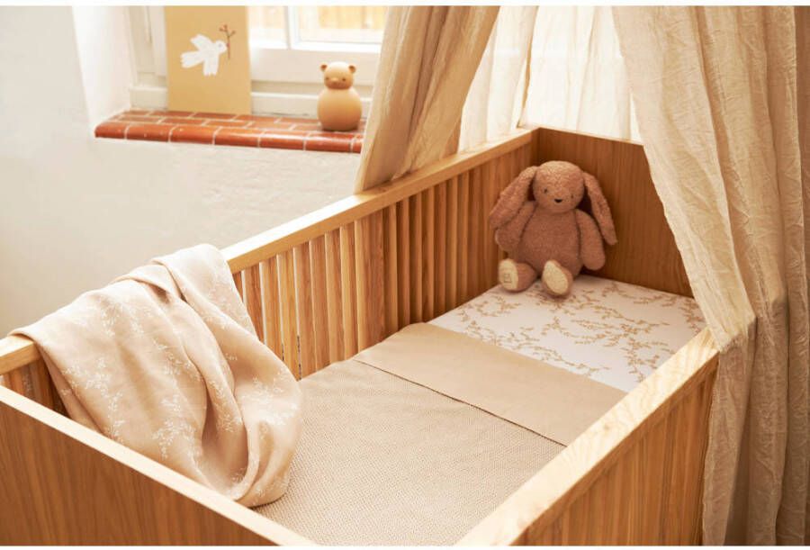 Meyco baby ledikantlaken set van 2 100x150 cm Branches sand Uni sand