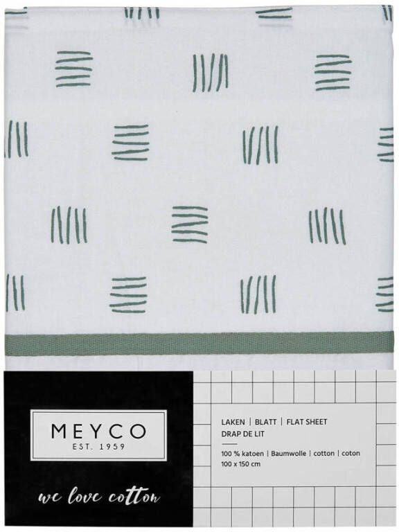 Meyco baby wieglaken 75x100 cm block stripe forest green
