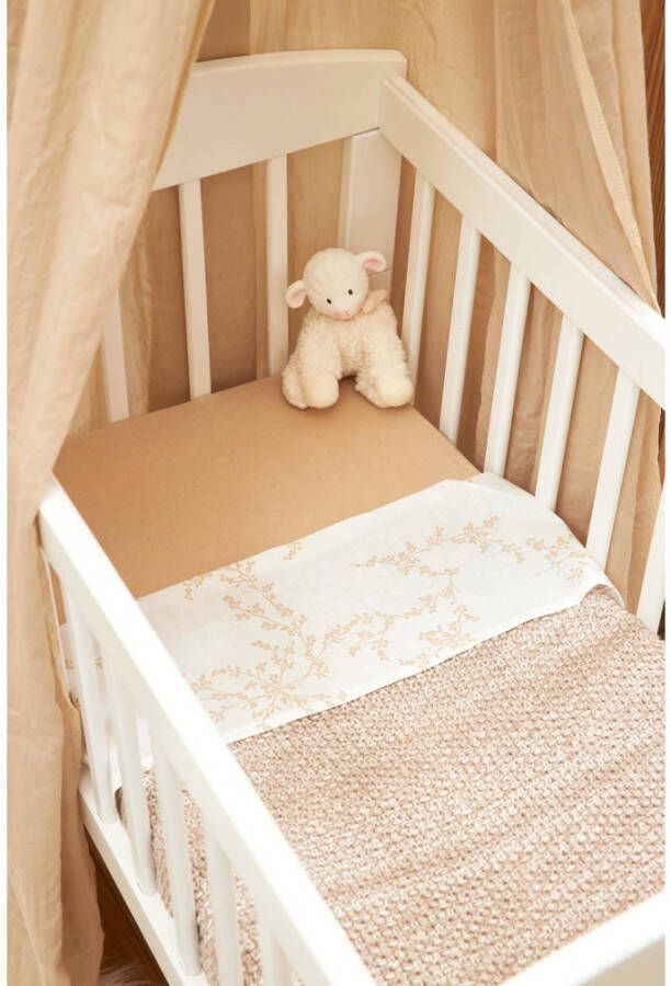 Meyco baby wieglaken set van 2 75x100 cm Branches sand Uni sand