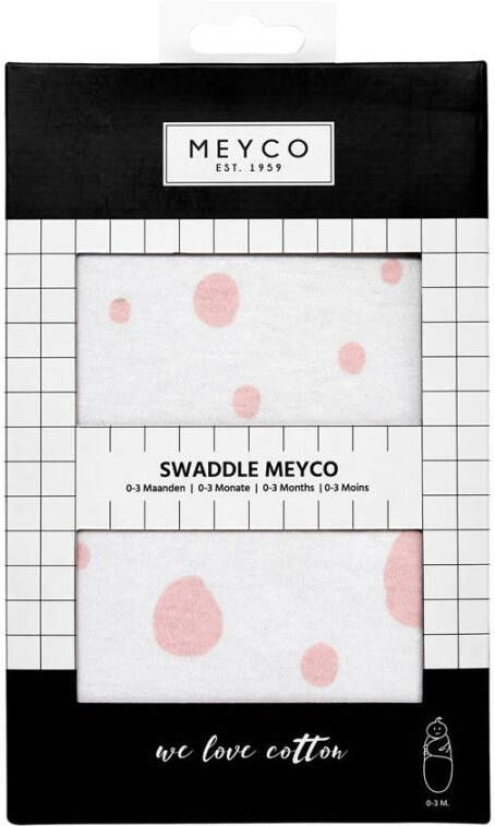 Meyco Dots inbakerdoek 0-3 mnd wit roze
