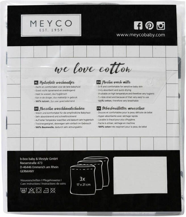 Meyco hydrofiele baby washandjes (set van 3) uni wit