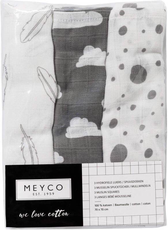 Meyco hydrofiele doek 70x70 cm (3 stuks) grijs wit