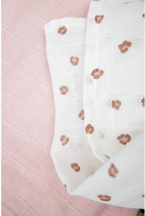 Meyco hydrofiele swaddle Mini Panther 120x120 cm set van 2 Soft Pink