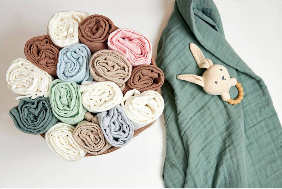 Meyco hydrofiele swaddle set van 2 Uni Sand Toffee 120x120cm