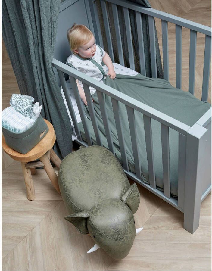 Meyco katoenen jersey baby hoeslaken wieg 40x80 90 cm set van 2 forest green