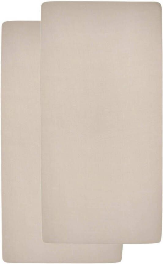 Meyco katoenen jersey co-sleeper hoeslaken 50x90 cm set van 2 Sand