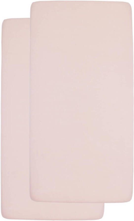Meyco katoenen jersey ledikant hoeslaken 60x120 cm set van 2 Soft Pink