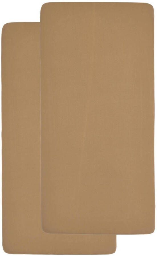 Meyco katoenen jersey wieg hoeslaken 40x80 90 cm set van 2 Toffee
