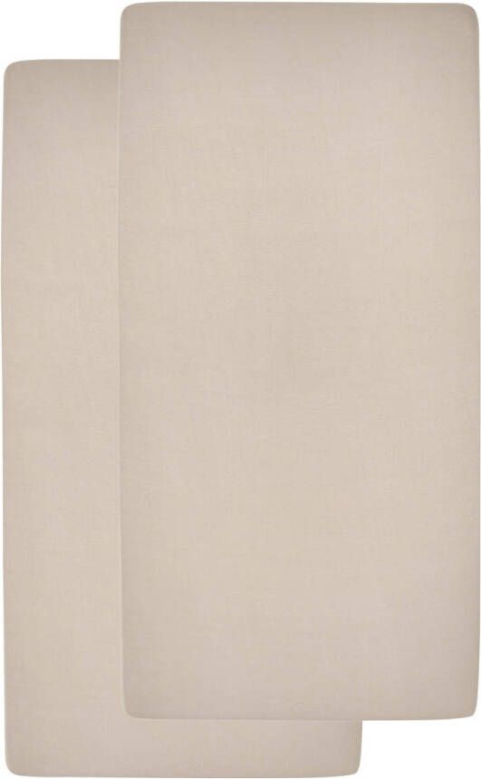 Meyco katoenen ledikant hoeslaken set van 2 60x120 cm sand