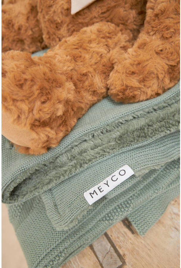 Meyco reversible baby wiegdeken Mini Knots Teddy 75x100 cm Forest Green