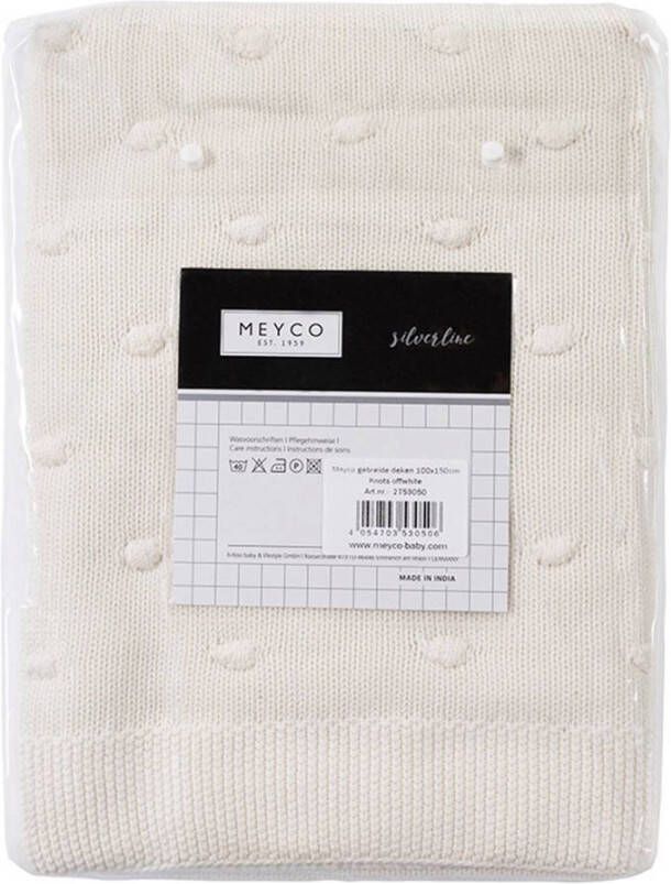 Meyco Silverline Knots ledikantdeken 100x150 cm gebroken wit