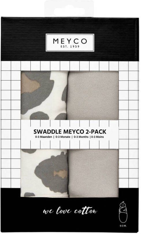 Meyco swaddle 2-pack 0-3 mnd Panter neutral Uni grijs