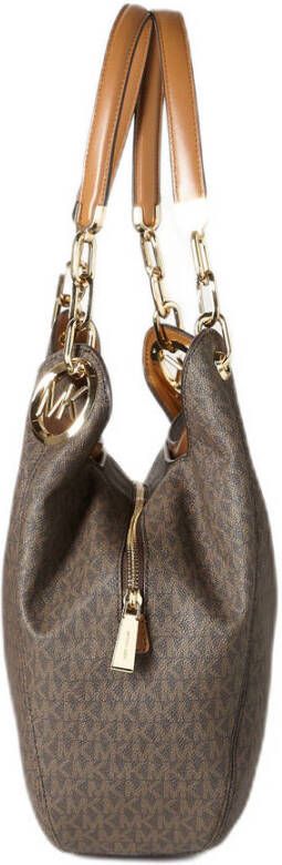 Michael Kors schoudertas Lillie met logoprint donkerbruin