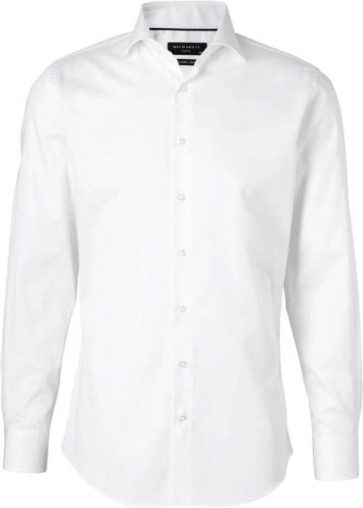 Michaelis slim fit strijkvrij overhemd wit