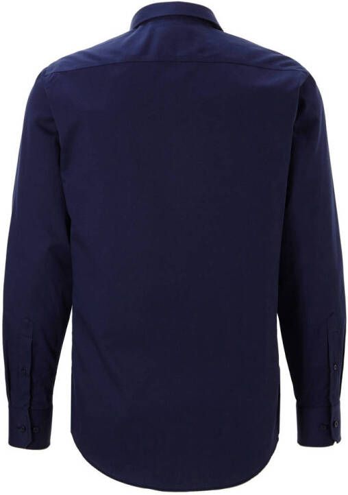 Michaelis slim fit strijkvrij overhemd donkerblauw