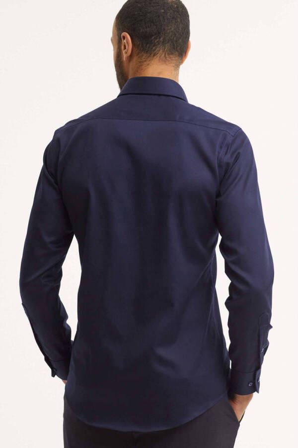 Michaelis slim fit strijkvrij overhemd donkerblauw