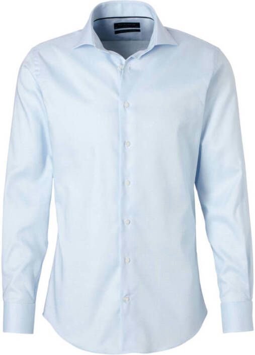 Michaelis slim fit strijkvrij overhemd lichtblauw melee